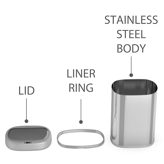 Ninestars 21 Gallons Automatic Touchless Kitchen Trash Can with Lid, Motion Sensor Trash Can for Kitchen, Living Room, Office, 80 Liter Stainless Steel Garbage Bin (21 Gallon Oval)
