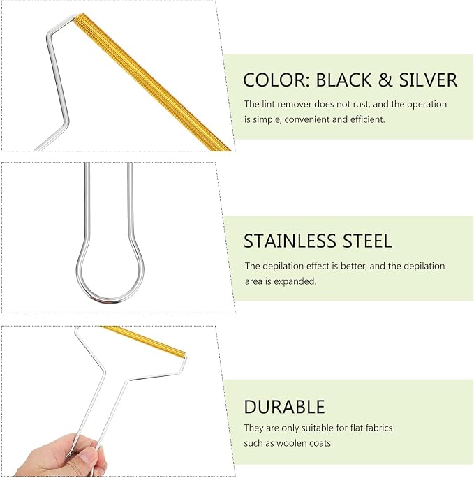STAHAD 2pcs Pet Hair Remover Lint Cleaner Stainless Steel Clothes Fuzz Shaver Portable Hairball Cleaning Tool for Laundry and Upholstery