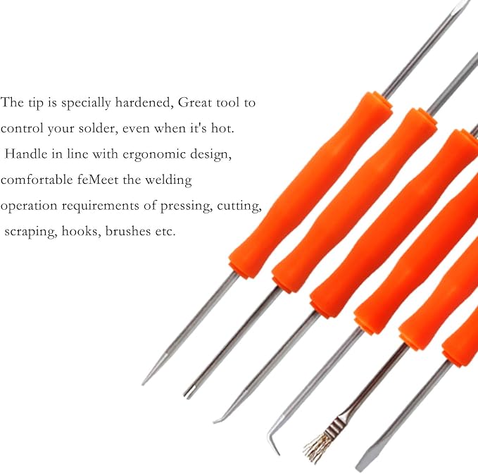 Kaisiking 6 Pcs Double Sided Soldering Assist Aid Repair Tool | with 2 Precision Tweezers for Electronics Repair and Soldering