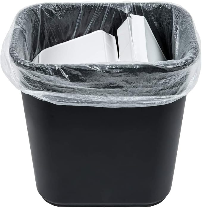 NETKO Clear Kitchen Trash Bags 7-10 Gallon Clear Plastic Garbage Bag for Kitchen, Home, Office, Bathroom - Wastebasket Bin Liners - High Density, Leak-Proof Waste Basket Bags - 100 Pack