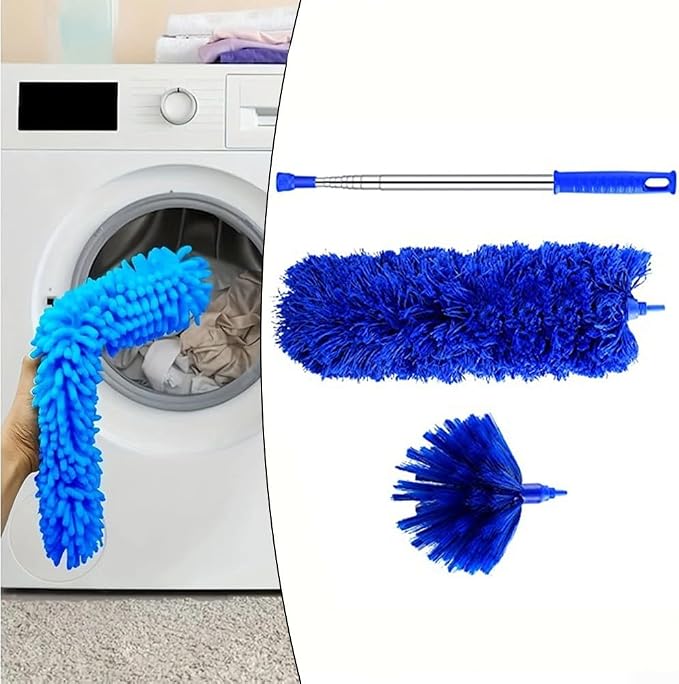 2 Pcs Extendable Feather Duster with Stainless Steel Pole, Microfiber Cleaning Brush for Ceiling Fans Blinds Cars and High Corners, 15.7 Inch(7)