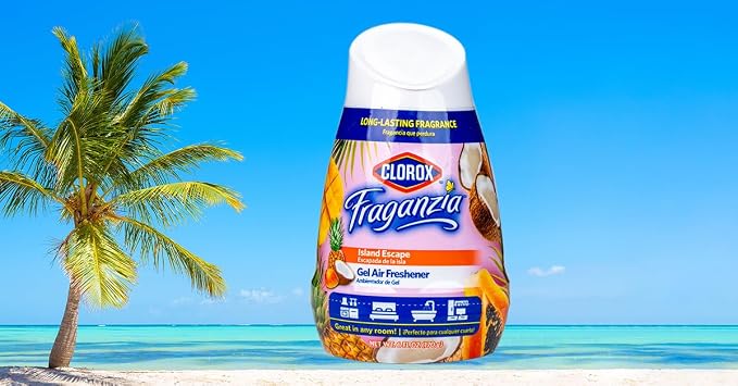 Clorox Fraganzia Gel Air Freshener Cone, Hawaiian Escape, 6 Oz | No-plug, battery-free freshener for small rooms, closets, kitchens, and bathrooms