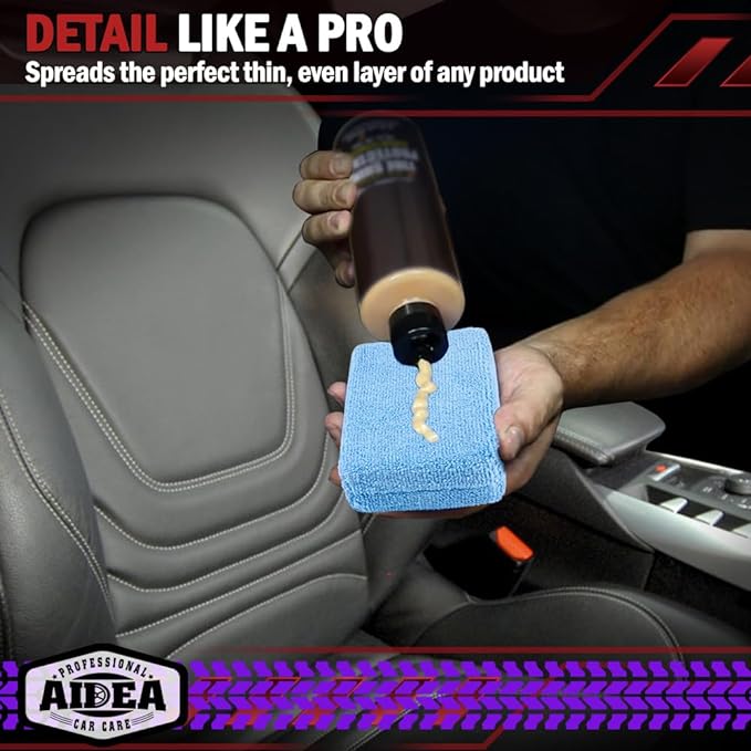 AIDEA Microfiber Applicator Pad-72PK, Car Wash Sponge, Blue | Car Sponge and Cleaning Pads, Perfect for Effortless Wax, Sealant, Conditioner Application, Car Detailing Supplies