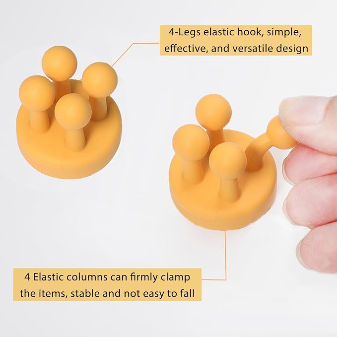 iBetterLife Toothbrush Holders Wall Mounted - 6Pcs Silicone Razor Holder for Shower Self Adhesive Cute Utility Hook for Hanging Towel Key Plug Cable for Kitchen Bathroom Office Dorm Room Essentials