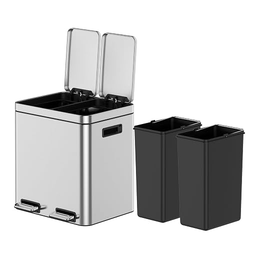 TrailBlaze Trash Can with Lids, 30L/8 Gal 2 Compartments Pedal Stainless Steel Kitchen Recyclingtrash Bin with Odor Seal， Removable Buckets, for Office Home Kitchen Garbage Can Trash Bin