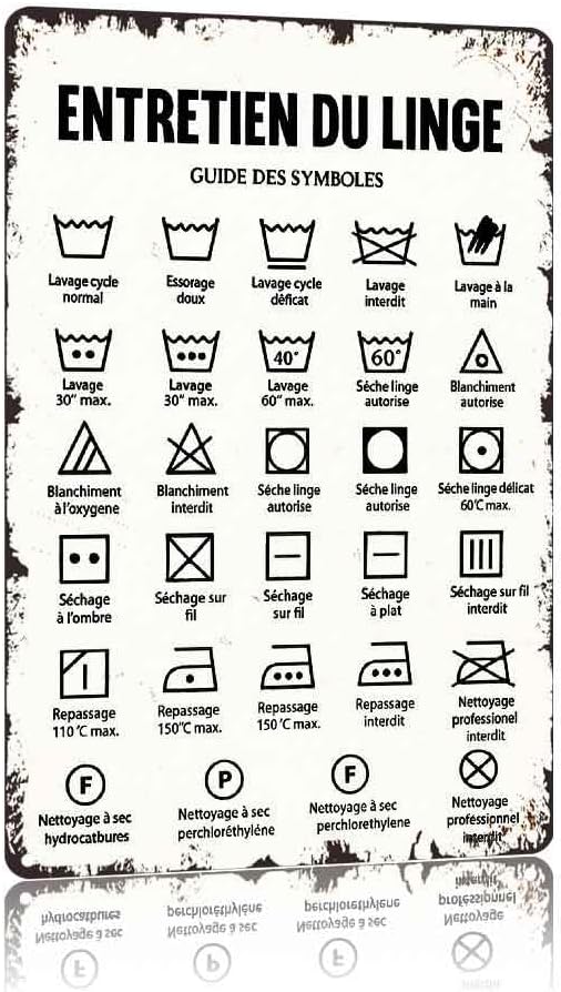 8x12 Inch Vintage Retro Aluminum Laundry Care Symbols Guide Art Wall Decor For Laundry Room Bathroom Farmhouse Man Cave Garage