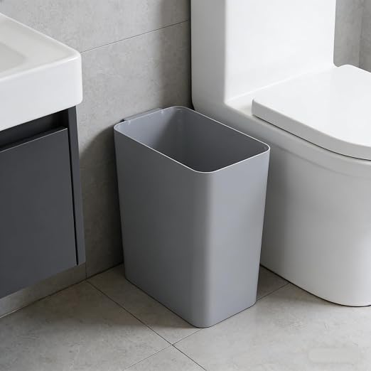 Zopnny Pack of 3 Rectangular Office Wastebasket Trash Can, 4.5 Gallon, Grey | Commercial Slim Trash Bins, Small Recycling Bin & Garbage Container for Office, Bathroom, Kitchen
