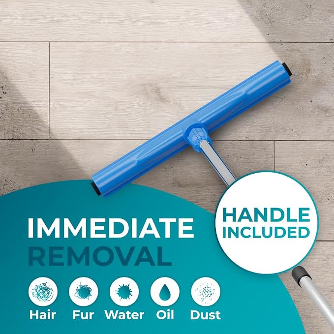 HeloMor 2 Pack 17” Floor Squeegee Broom Scrubbing Brush with Telescopic Long Handle for Garage, Patio, Deck, Tile and Shower | 62" Large Floor Squeegee for Concrete Floor | Shower Telescopic Squeegee