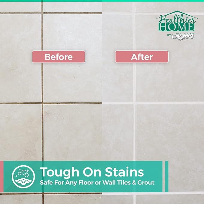 CHOMP! Grout Cleaner Bundle, Includes Grout Brush, Refreshes Grout and Removes Stains on Tile Floors and Bathroom Walls & Kitchens (4 Pack Set)