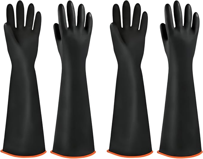 Household Cleaning 18inch Kitchen Dishwashing Rubber Gloves | Red Long Sleeved Heavy-duty Waterproof gloves, household kitchen dishwashing, Long cuffs, Reusable, Non slip