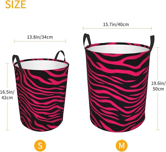 Foldable Laundry Basket Hot Pink Black Zebra Print Portable Laundry Hamper Large Dirty Clothes Basket For Baby Kids Nursery Toy Bin With Handles For Bathroom Dorm