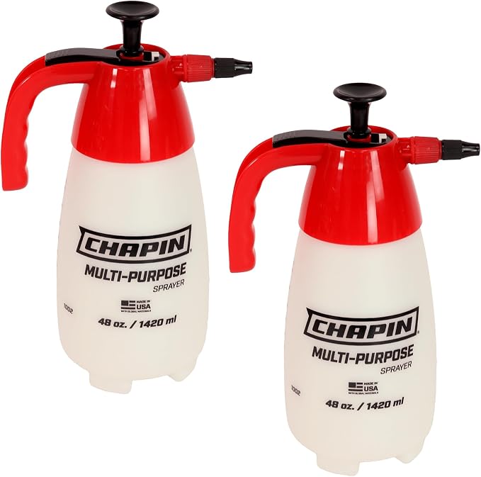 CHAPIN 48oz Pump Sprayer, Anti-Clog for Reliable Coverage, 2 Pack | Comfortable handheld design; thumb shut-off reduces fatigue during lawn, garden and household spraying tasks