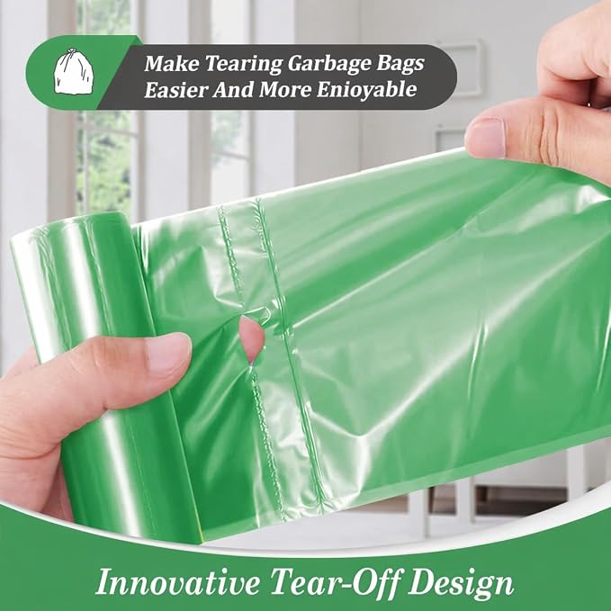 Teivio Small Green Trash Bags 4 Gallon 160 Count Kitchen Garbage Bags | Fit 12-15 Liters,3.5,3.8,4,4.5Gal,Multicolor Mini Plastic Waste Basket Bins Can Liners for Bathroom Office Car dog poop bags