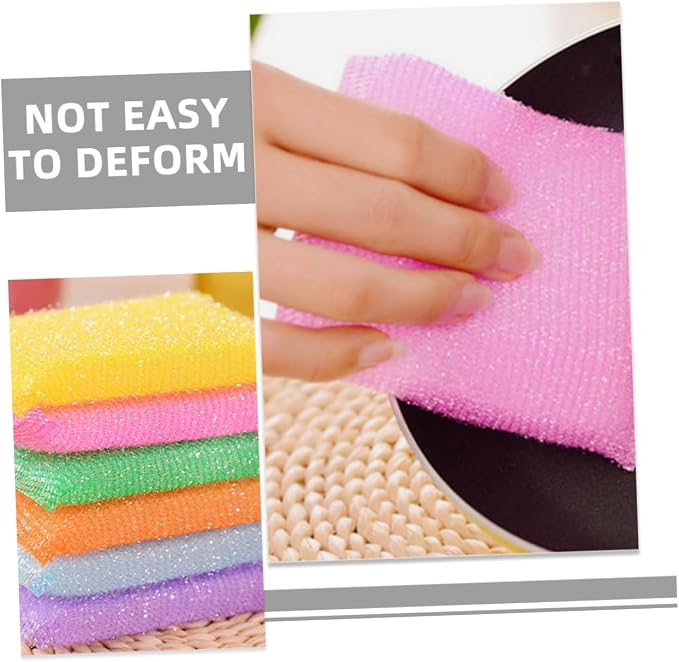 20pcs Non Scratch Dish Scrubbing Pads Kitchen Sponges for Washing Dishes Soft and Sponge Material Powerful Stain Removal Scratch Scourers for Utensils and Hard Random Color