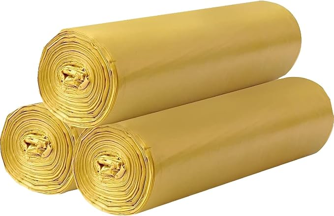 3 Rolls Small Trash Bags - 60 Counts 4 Gallon Small Garbage Bags (Gold) | Durable for home office kitchen Bathroom Bedroom Trash Can liners