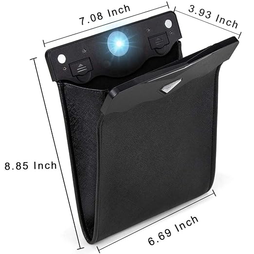 Smart LED Car Trash Can, Garbage Bag Passenger Side Back Seat Hanging | LED auto-open, lid Reusable Portable waterproof faux leather, leak-proof, space-saving design for car, Toilet office & travel
