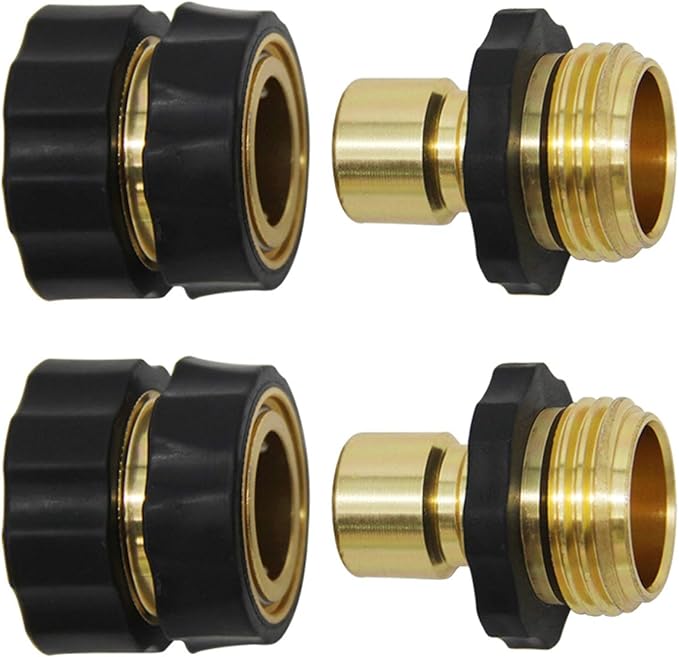 Twinkle Star 3/4 Inch Garden Hose Fitting Quick Connector, 2 Sets | Male and Female 2 Sets, Garden Hose Adapter, Quick Connect Hose Fittings, Water Hose Quick Connect Fittings