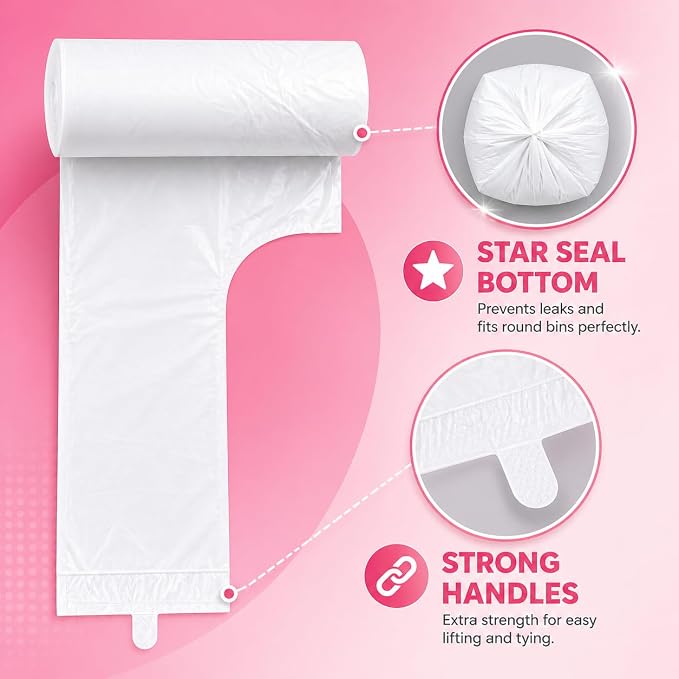 2.6 Gallon Scented Trash Bags with Handles (300 Bags) Small Bathroom Garbage Bags Wastebasket Can Liners for Home Office Bins (Cherry Blossom, 300 ct.)