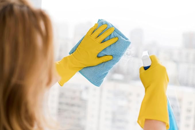 SteadMax 1 Pair Cleaning Gloves, Reusable Natural Rubber Dish Gloves, Latex Non-Slip Gloves for Kitchen, Household