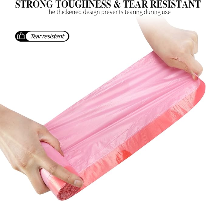60 Counts Drawstring Small Trash Bags,4 Gallon Small Garbage Bags,Pink | Thicken Drawstring Trash Bags for Kitchen,Bathroom,Bedroom,Home,Office Trash Cans