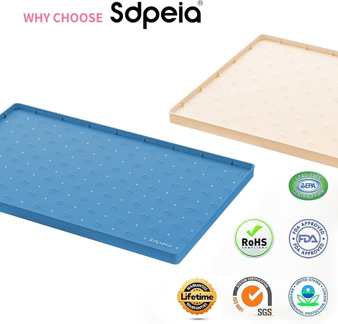 Sdpeia Under Sink Mat 22"×14" Waterproof Silicone Cabinet Liner & Sink Protector for Kitchen & Bathroom, Multi-Purpose Organizers Tray for Pets, Laundry, Cat Litter Mat