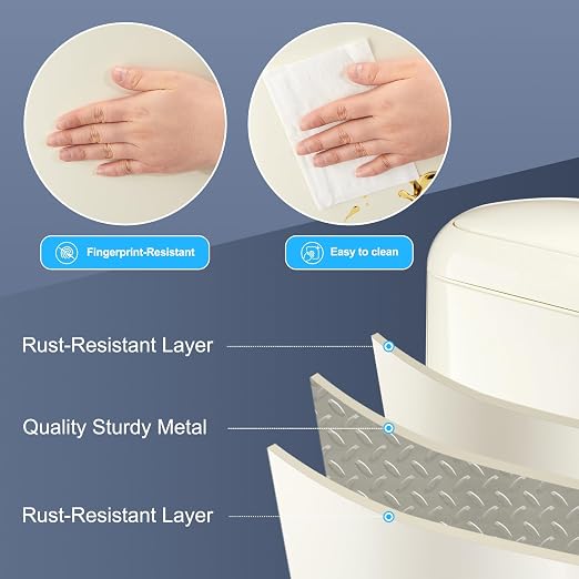 Garvee 13 Gal Sensor Trash Can - Touchless Automatic Kitchen Garbage Bin | Quick-Response Sensor, Ultra-Slim Space-Saving, Quiet Soft-Close Lid, Anti-Slip Bag Ring, Battery-Powered Smart Can