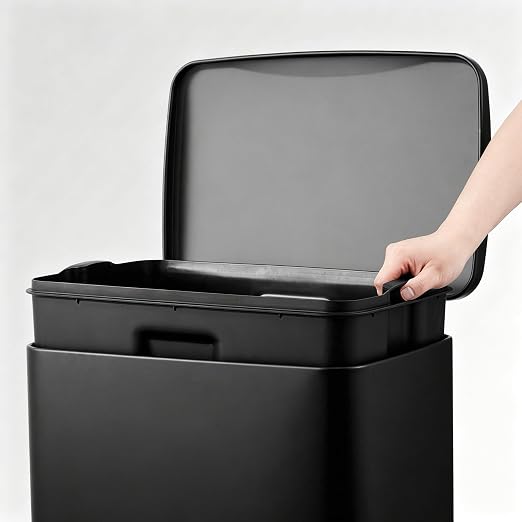 Takywep 13 Gallon/50L Stainless Steel Step Trash Can, Soft Close Pedal Garbage Bin with Detachable Inner Bucket, Fingerprint Resistant,Dual-Use Waste & Recycling Container for Home Kitchen, Bathroom