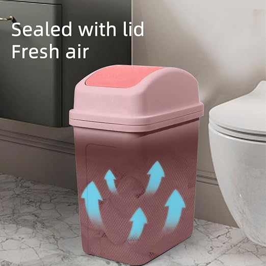 5.5 Gallon Pink Trash Can with Swing Lid, Small Slim Compact Plastic Bathroom Garbage Can,Easy to Clean,Detachable Trash Bin for Bedroom,Kitchen,Restroom,Dorm Room,Bathroom,Office