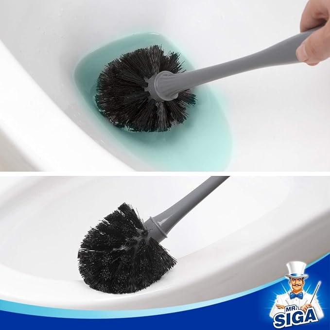 MR.SIGA Toilet Plunger and Brush Combo for Toilet Cleaning, Gray, 2 Set | Heavy duty toilet brush and plunger set, toilet bowl brush and plunger with holder