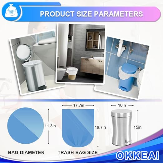 OKKEAI 3 Gallon Small Trash Bags, White, Leak-Proof and Durable, 120 Count | Compact and Strong Bathroom Trash Bags, Leak Resistant Daily Use Liners for Bathroom Office and Bedroom Waste Bins