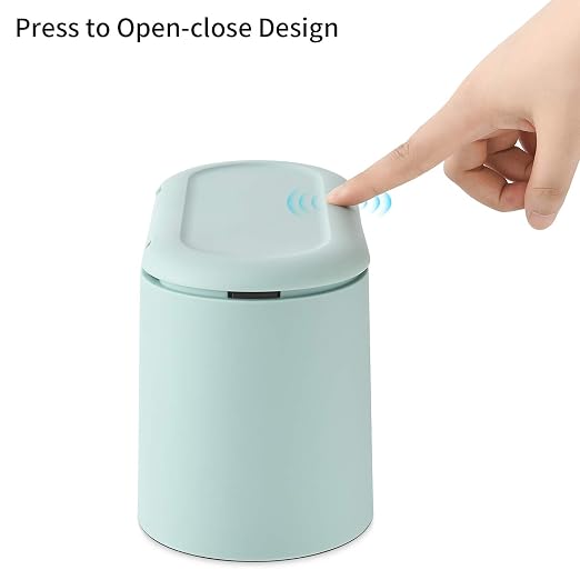 SUBEKYU Mini Trash Can with Lid,Small Desktop Trash Can,Light Green 0.5 Gal | Countertop Mini Garbage Cans,Small Garbage Can for Office Kitchen Coffee Table, Tiny Wastebasket for Desktop