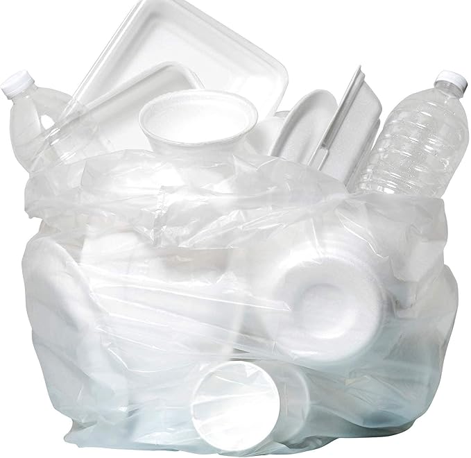 Aluf Plastics 45 Gallon 12 Micron (eq) Clear Trash Bags 40" x 48" 1000 Bags