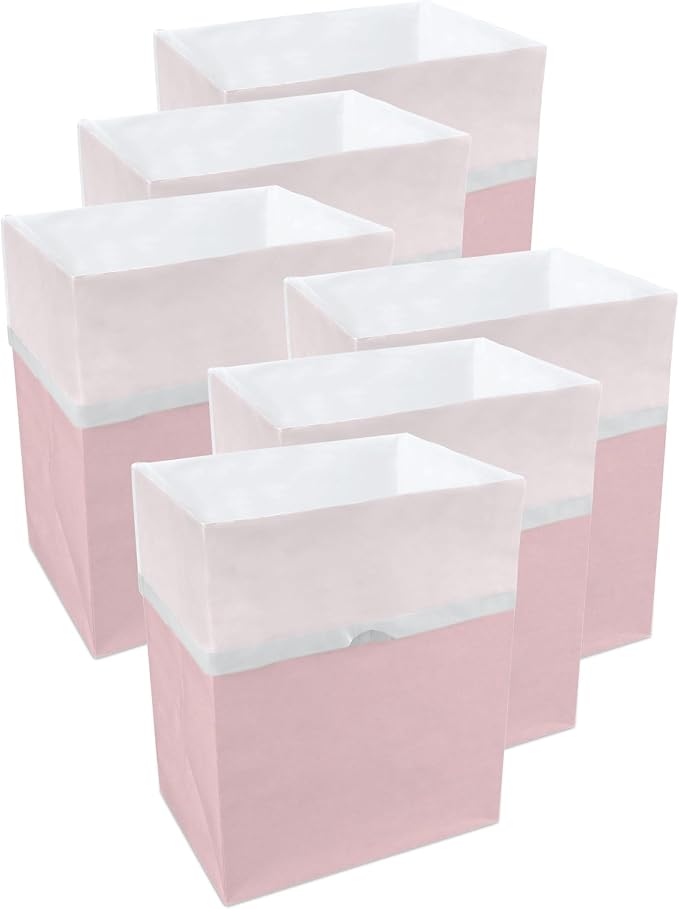 Clean Cubes 13 Gallon Disposable Pop-Up Trash Cans, 6-Pack (Pink) | One Pack Covers the Whole Party, Place a Bin in Every Corner, No Assembly, Built-In Liner, Toss the Whole Bin When Full