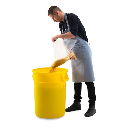 PRO&Family 32 Gallon Yellow Round Commercial Trash Can/Ingredient Bin Recycling Bin Kitchen Garbage Can Office Garbage Can Trash Barrel Plastic Barrel Yard Waste Bin Outdoor Trashcan