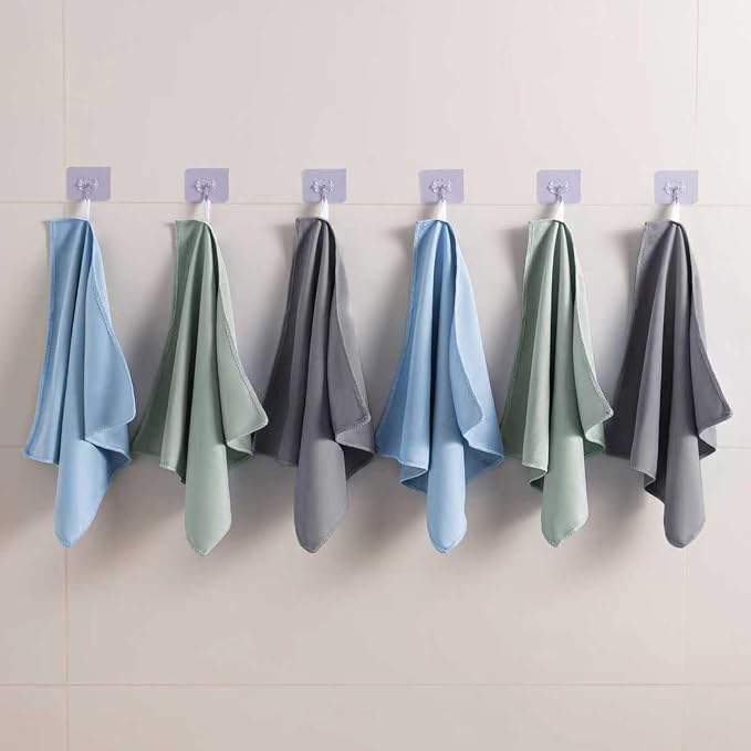 Microfiber Glass Cleaning Cloth 8 Pack, 16 Inch x 12 Inch, Lint Free Quickly Clean Window, Glasses, Windshields, Mirrors, and Stainless Steel, Multicolor