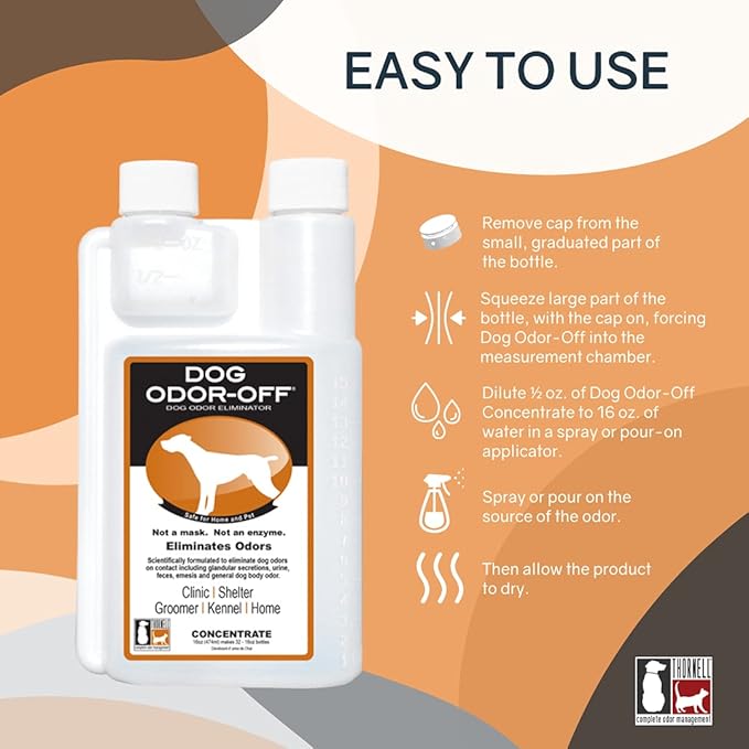 Thornell Dog Odor-Off Concentrate, Pet Smell Odor Eliminator for Dog Urine, Feces Odors, Pet Odor Eliminator Concentrate, Pet Urine Odor (16 oz) (Pack of 2)