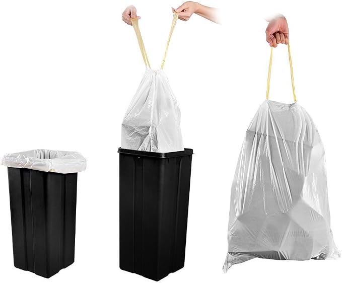 Trash Bags, Garbage Bags 13 Gallon Large Tall Kitchen Drawstring Strong Bags For Trash Can Garbage Bin, 5 Rolls/115 Counts