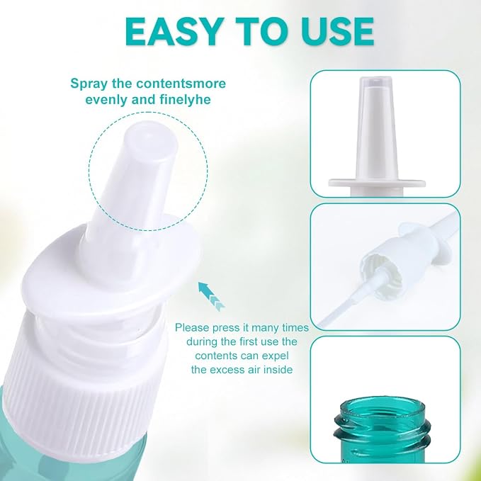 12Pcs Mini Plastic Nasal Spray Bottles - 5Ml Portable Empty Refillable Fine Mist Sprayers Cosmetic Perfume Makeup Water Storage Holder Container (Green)