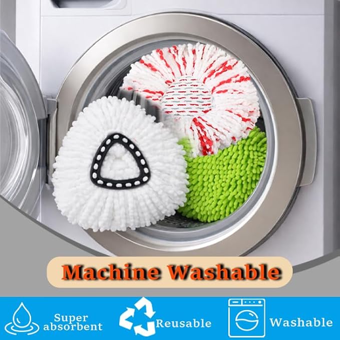 Spin Mop Head Replacement for Ocedar Easy Wring 1-Tank Mop Head for O Cedar | Spin Mop Refills, Mop Base, Scrubber Mop Head for O-Cedar, 40% More Cleaning Power, Reusable, Easy-to-Replace Mop Replace
