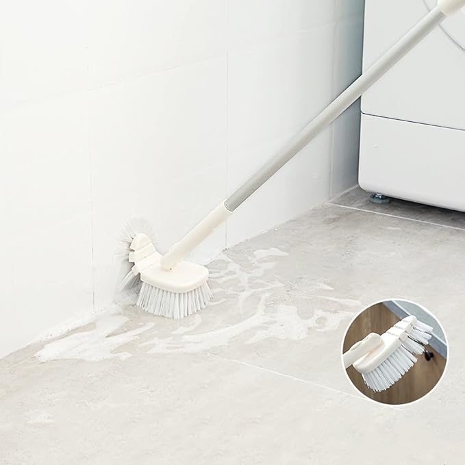 45.28 Inch Shower Scrubber, Tub Tile Cleaning Brush, Bath Cleaner Scrubber Brush with Adjustable Long Handle Scrub Brush for Bathroom Shower Bathtub Wall Mop Cleaning Scrubbing