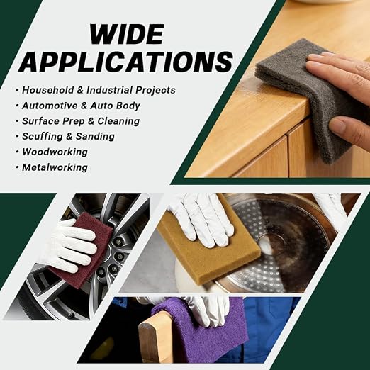 6" x 9" Maroon General Purpose Scuff Pads, 10 Pack – Non-Woven Hand Pads for Scuffing, Scouring, Sanding, Cleaning, Blending & Paint Surface Prep on Auto Body – Reusable Aluminum Oxide Abrasive Pads
