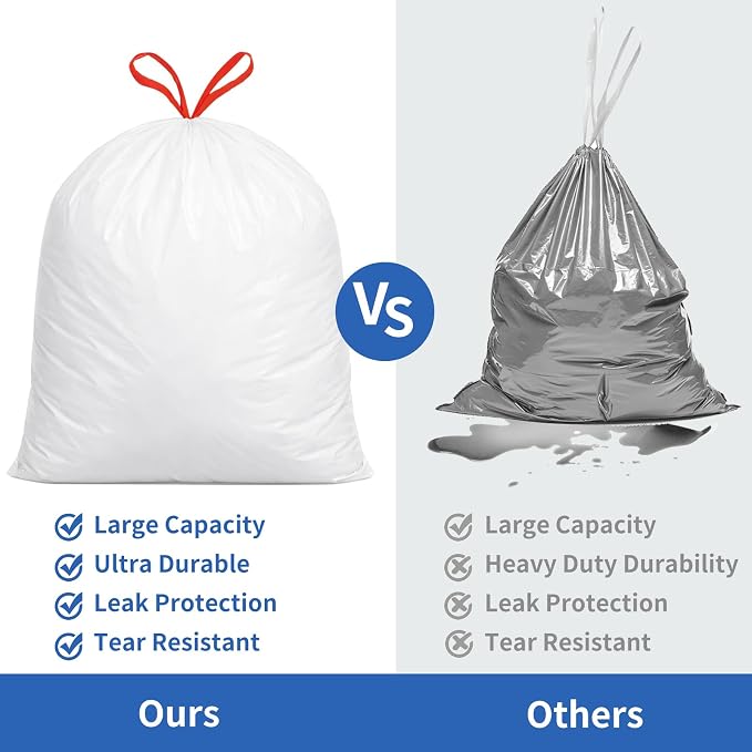 13gal Drawstring Tall Trash Bag Scented Heavy Duty 100ct 60x70cm | Kitchen Tall Reinforced Leakproof Garbage Bags