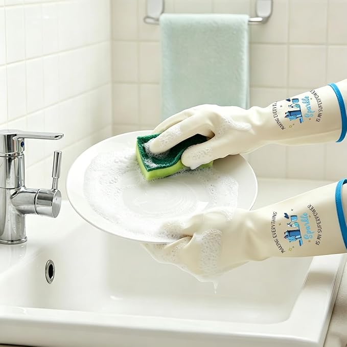 Rubber Cleaning Reusable Gloves, Practical House Warming Gifts | Dishwasher Reusable Gloves, Dishwashing Kitchen Household Essentials, Housewarming Xmas Cleaning Gifts for Cleaner Friends
