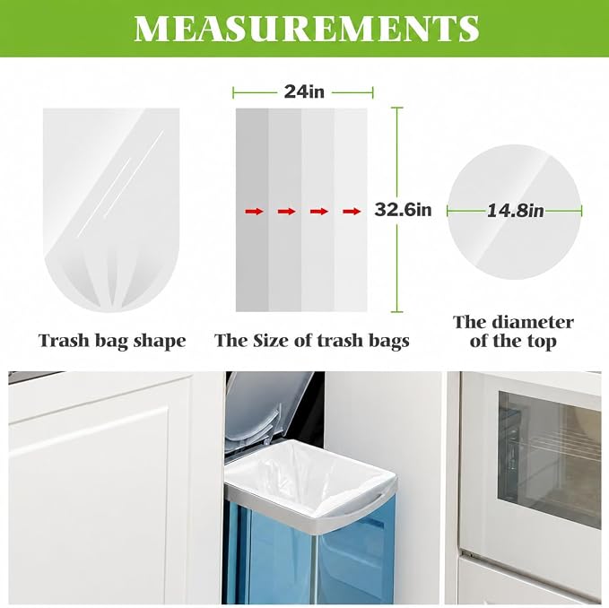 Teivio Tall Kitchen Clear Trash Bags 13 Gallon 1500 Count Garbage Bags | Fit 50 Liters,10,12,13Gal,Light Duty Small Plastic Waste Basket Bins Can Liners for Home Bathroom Office Car,Unscented