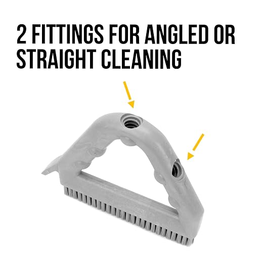 SPARTA Plastic Commercial Grout Brush, Triangle-Shaped Scrub Brush with Scraper and Two Threaded Holes for Attaching Handle (Sold Separately), 9 x 7 x 7 Inches, White