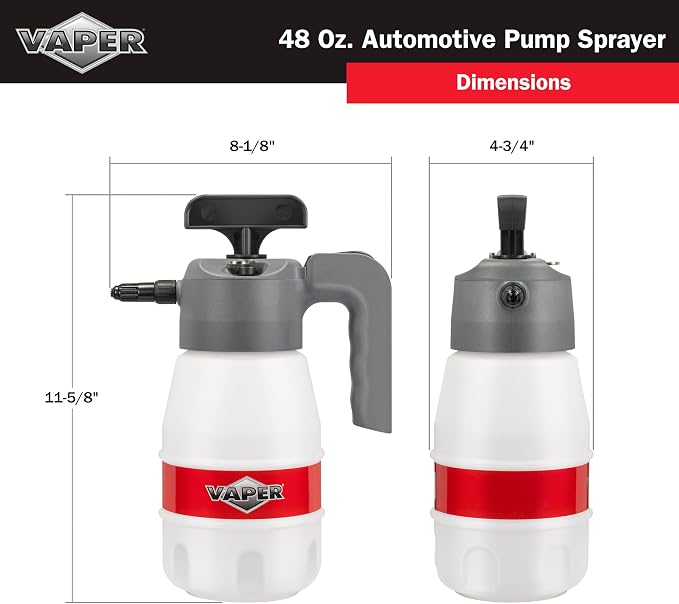 Vaper 19495 48oz Automotive Pump Sprayer, Pressurized Sprayer with Durable, High-Density Polyethylene Construction, Adjustable Nozzle for Multiple Spray Patterns