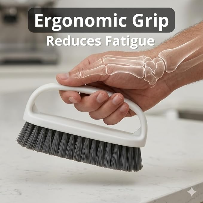 Scrub Brush, Soft-Medium Bristle Scrub Brush with Handle – All-Purpose Cleaning Brushes for Kitchen, Bathroom, Shower, Tile, Grout, Sink & Floor – Durable Household Scrubber by Final Touch (3-Pack)