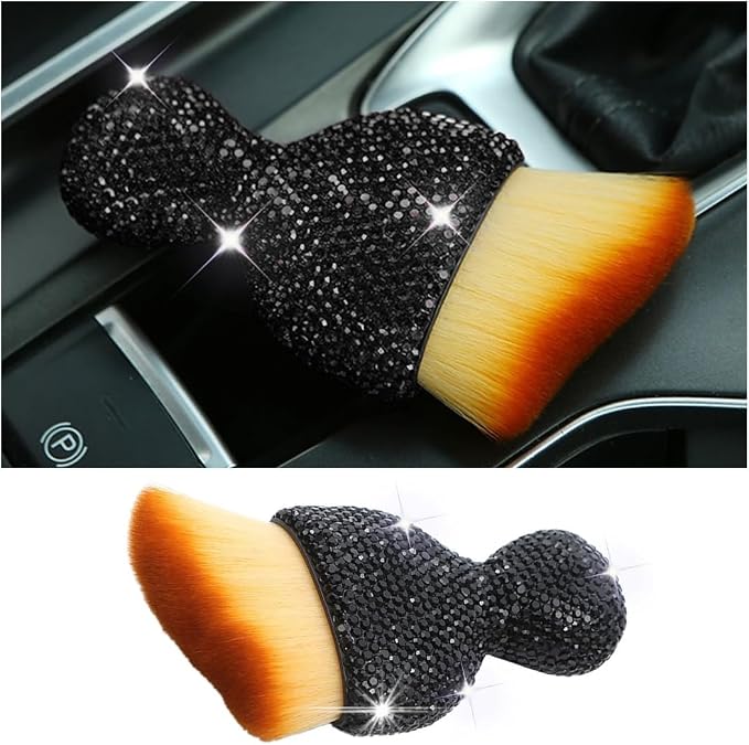 zipelo Diamond-Handle Car Detailing Dust Brush, Black | soft synthetic bristles, beveled profile reaches narrow gaps, scratch-free wet or dry use, compact storage, cleaning tools