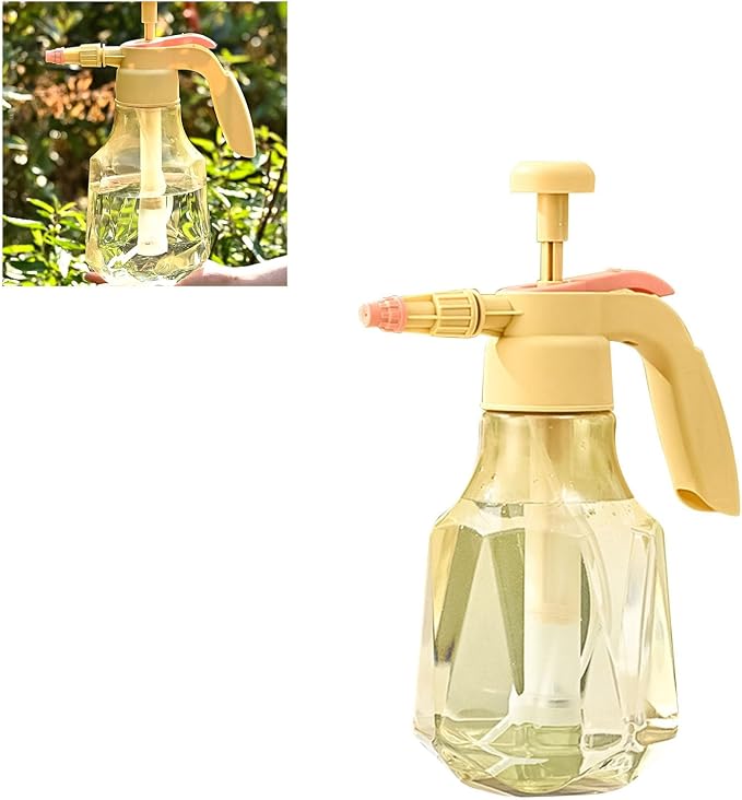 Pressure Sprayer, 1.5L Portable Pressurized Water Spray Bottle for Watering (Yellow)