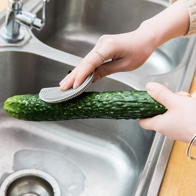 4 Pcs Silicone Dish Scrubber, Multipurpose Round Silicone Sponges Reusable Dish Brush for Kitchen Dishes Plate Fruits Vegetables Washing and Cleaning